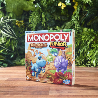 Hasbro Gaming Monopoly Junior Dinosaur Edition Game | Kids Board Games with Dino-Themed Toy Tokens | 2-4 Players for Boys & Girls | Ages 5+ (Amazon Exclusive)
