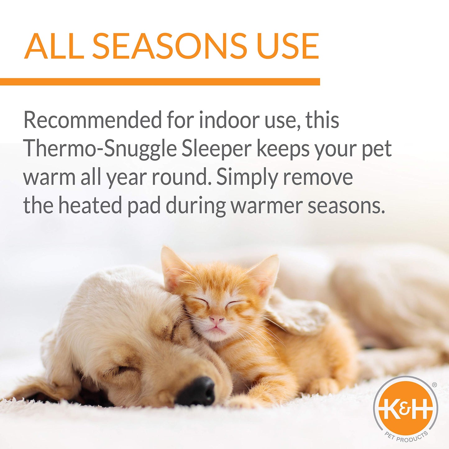 K&H Pet Products Heated Dog Bed Indoor, Thermo-Snuggly Sleeper with Removable Waterproof Heated Pad, Calming Pillow Pet Bed, Machine Washable, Safety Listed - Medium 26 X 20in Sage/Tan