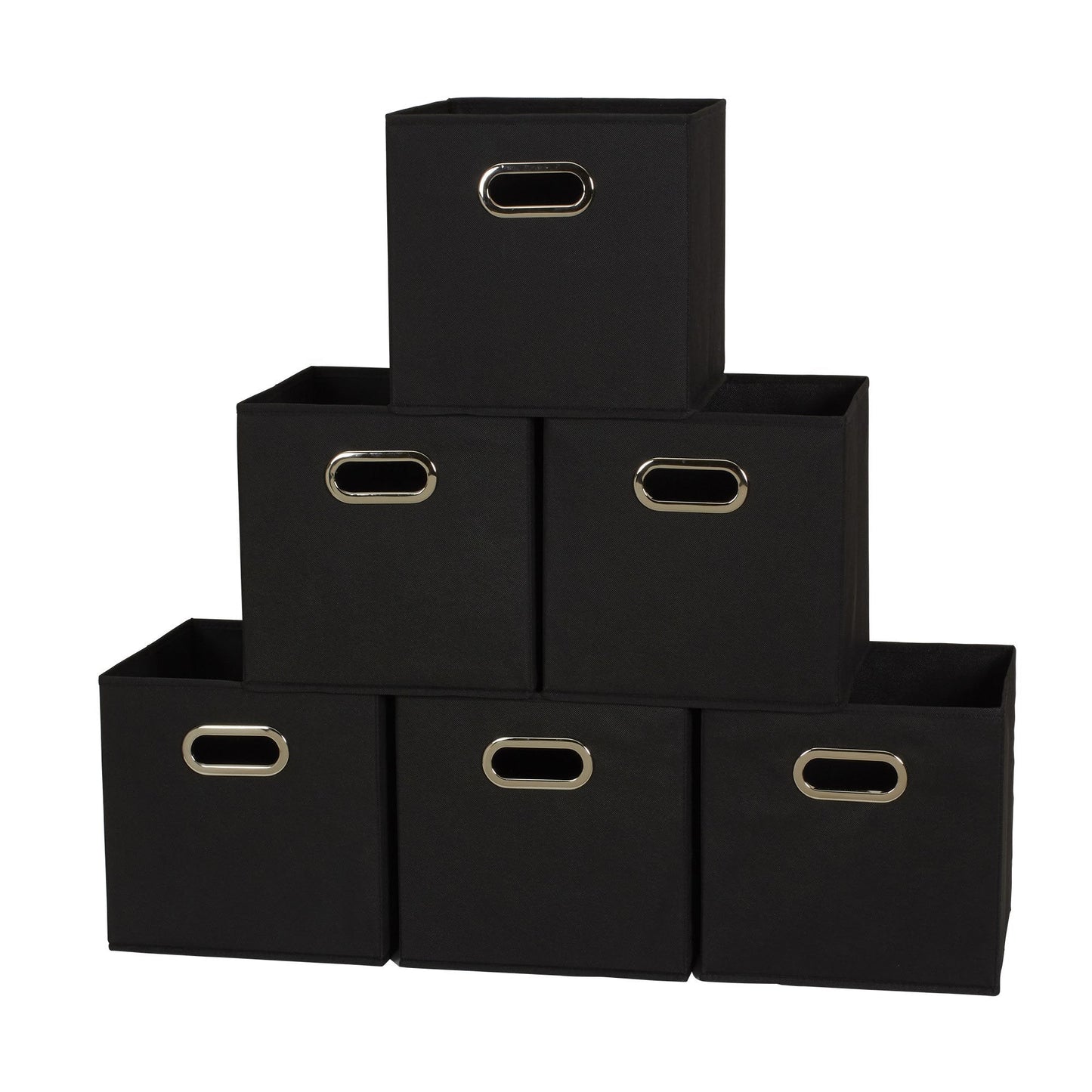 Household Essentials 80-1 Foldable Fabric Storage Bins | Set of 6 Cubby Cubes With Handles | Black