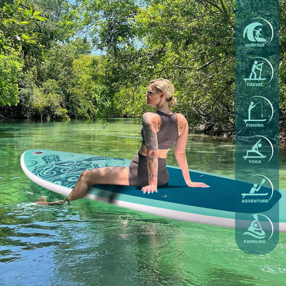 FEATH-R-LITE Inflatable Paddle Board Stand Up Paddleboards for Adults SUP with Complete Premium Accessories Pump, Adjustable Paddle, Leash, Three Fins, Waterproof Phone Bag, Repair Kit, Backpack