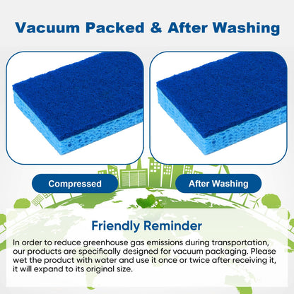 HOMEXCEL Sponges Kitchen 24pcs, Non-Scratch Scrub Dish Sponge Safe on Non-Stick Cookware, Dual Sided Cleaning Sponges for Kitchen, Household, Bathroom and More