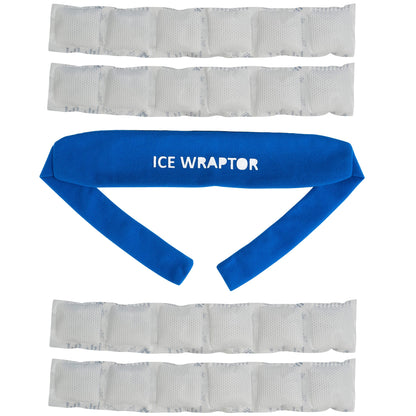 Ice Wraptor Bandana + 4 inserts:Just Add Water & freeze. Keep Neck, Head, oints Cool. Portable Ice Therapy for Pain Relief.Adjustable, Lightweight Comfortable- w/ 5 2.5"x15" Reusable Cryosheet Inserts