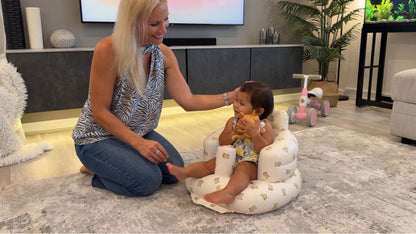 Momsnug Blow Up Seat for Baby, Inflatable Baby Chair 3 Months & Up, Chair for Babies Sitting Up with Built in Pump (Bear)