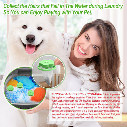 NEIJIANG Lint Catcher for Laundry,Pet Hair Remover for Laundry,Washing Machine Floating Lint Mesh Bag,Reusable Household Hair Filter Washer Lint Trap Net Pouch 4 Pieces (Green)