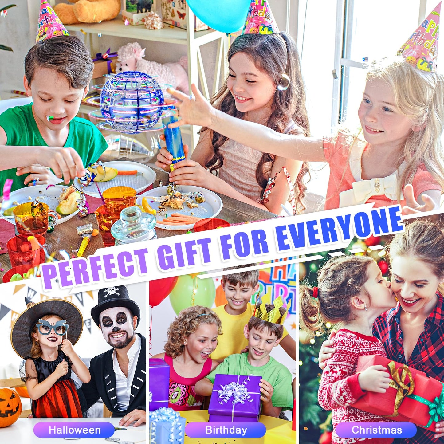 RIEYON Flying orb Ball 2025 Upgrade Hover Boomerang Ball 6 Lighting Effects Cool Toys for Kids Teen Adults Indoor Outdoor Flying Ball Toy