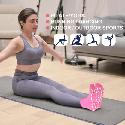 jeuhut Pilates socks for women，Non Slip Grippy Ankle Socks for Yoga Barre Hospital Slipper Socks (12pairs foot)