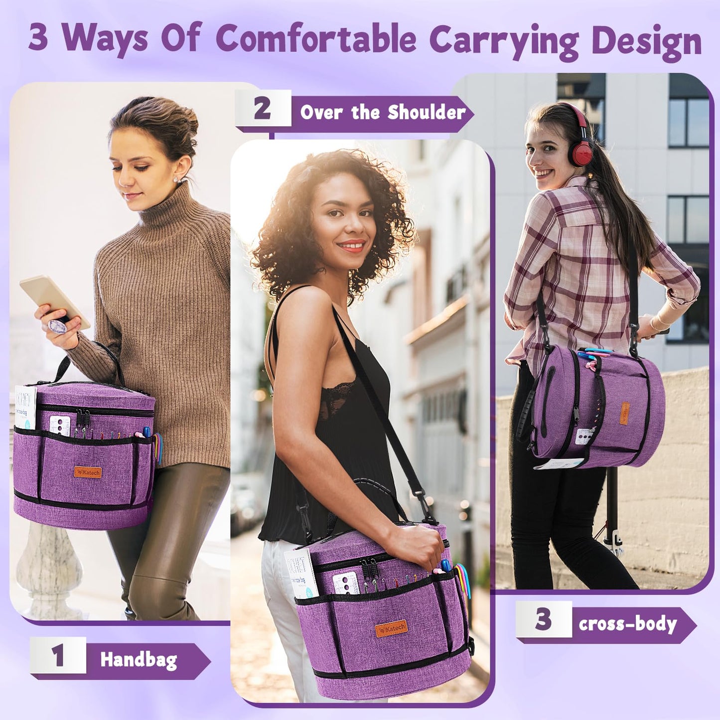 Katech Crochet Kit for Beginners, Beginner Crochet Kit for Adults and Kids Crochet Kits Includes Crochet Hooks Knitting Bag Crochet Yarn for Crocheting Instruction Knitting Kit Crochet Supplies Gift