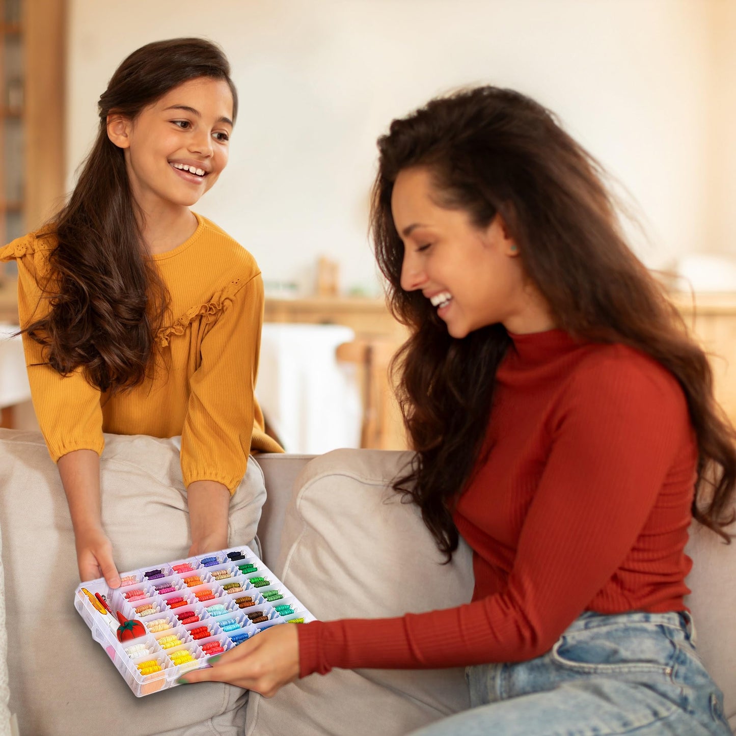 Peirich Embroidery Floss Cross Stitch Supplies, Friendship Bracelets String Kit Embroidery Floss Kit Cross Stitch Kits with Organizer Sewing Boxes Cross Stitch Tools - Gift for Christmas Birthday