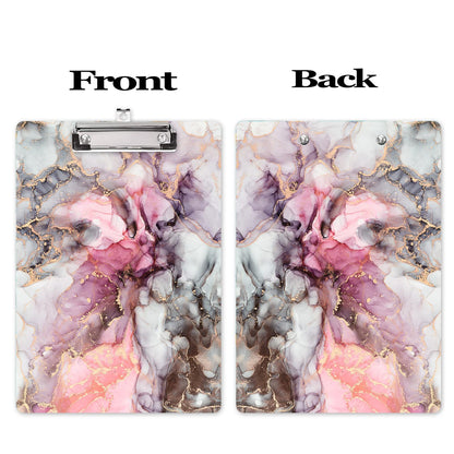 Hongri Wooden Clipboard, Fashion Design Clip Board for Classroom Students,Teacher, Women, Kids, Cute Custom Pattern, Standard Letter Size 9 x 12.5 in with Low Profile Metal Clip, Black Red Marble