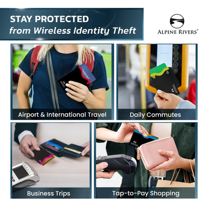 RFID Blocking Sleeves | 14 Credit Card Holders, 4 Passport Protectors | Slim Water-Resistant Tear-Resistant | Anti Theft Identity Protection