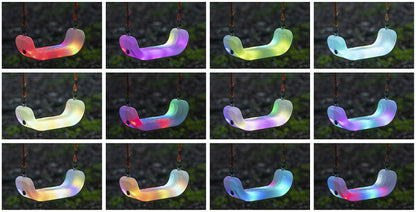 Firefly LED Light Up Swing Seat with Adjustable Rope and Chain. 24 Lights Illuminate in Day or Night. Outdoor/Indoor Use. 150lb User Capacity. 15" W x 6" Deep x 5" H, by XDP Recreation a USA Company