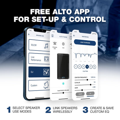 ALTO TS408 2000W 8" Powered PA Speaker with 3 Channel Mixer, Bluetooth Streaming, Wireless Loudspeaker Linking, DSP and ALTO App