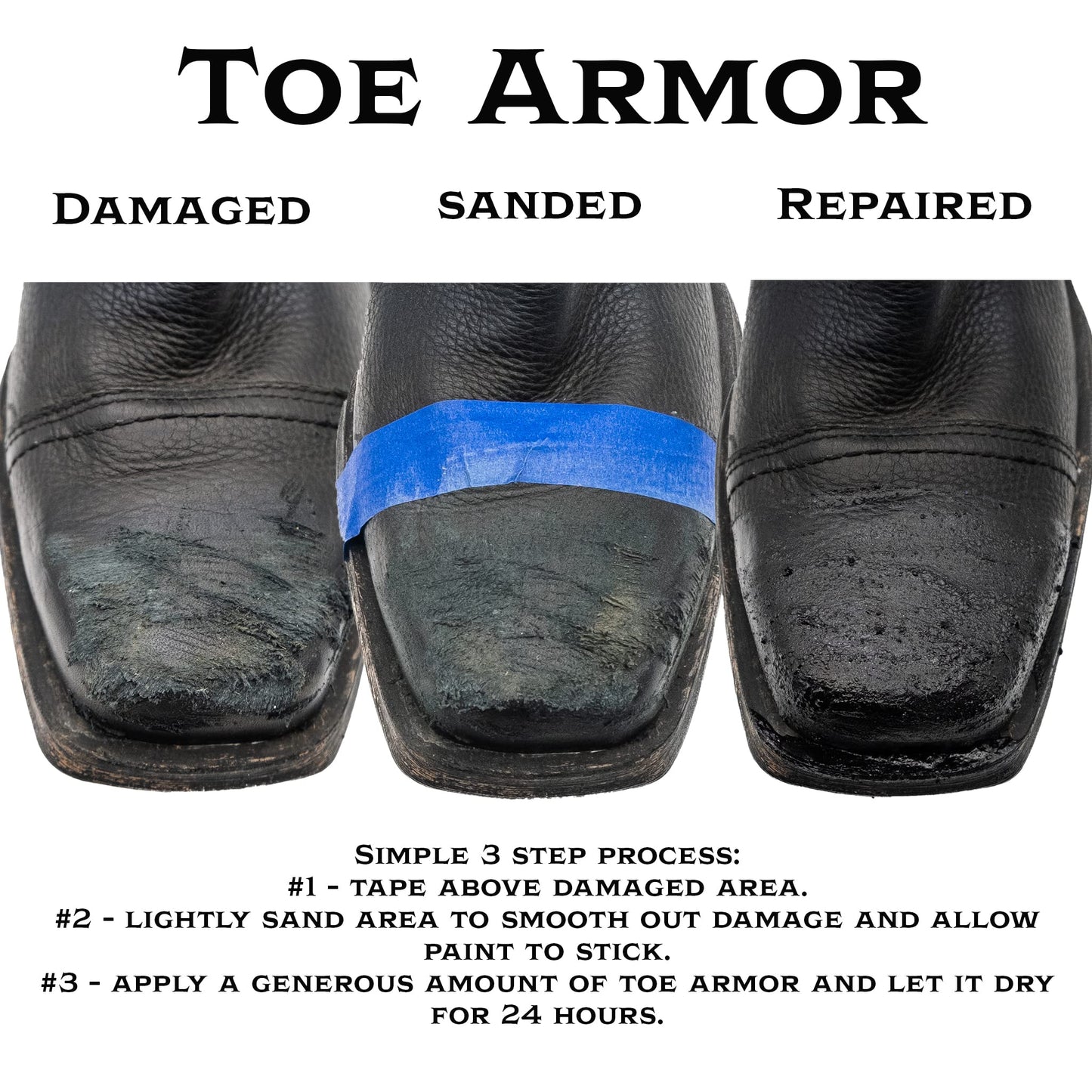 Leather Hero Toe Armor Boot Guard Brush on Work Boot Protector- Gives Your Boots Extra Life- 3oz (Black)