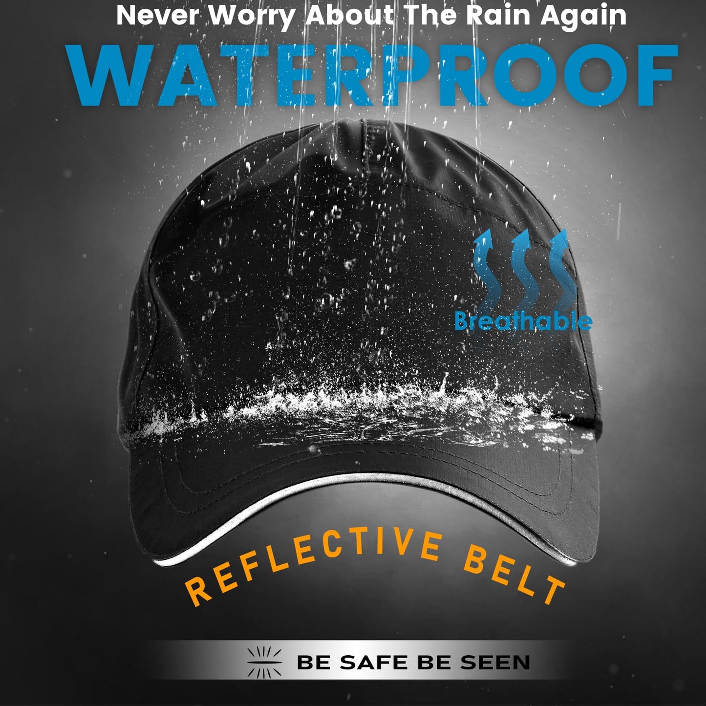 Lvaiz Mens Waterproof Golf Baseball Cap Windproof Unstructured UPF50+ Outdoor Caps for Women Sport Adjustable Tennis Hat Black