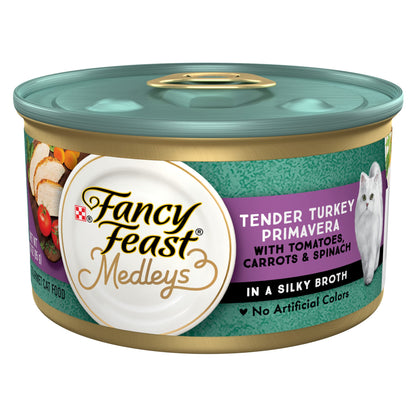 Purina Fancy Feast Wet Cat Food, Medleys Tender Turkey Primavera With Tomatoes, Carrots and Spinach in Broth - (Pack of 24) 3 oz. Cans