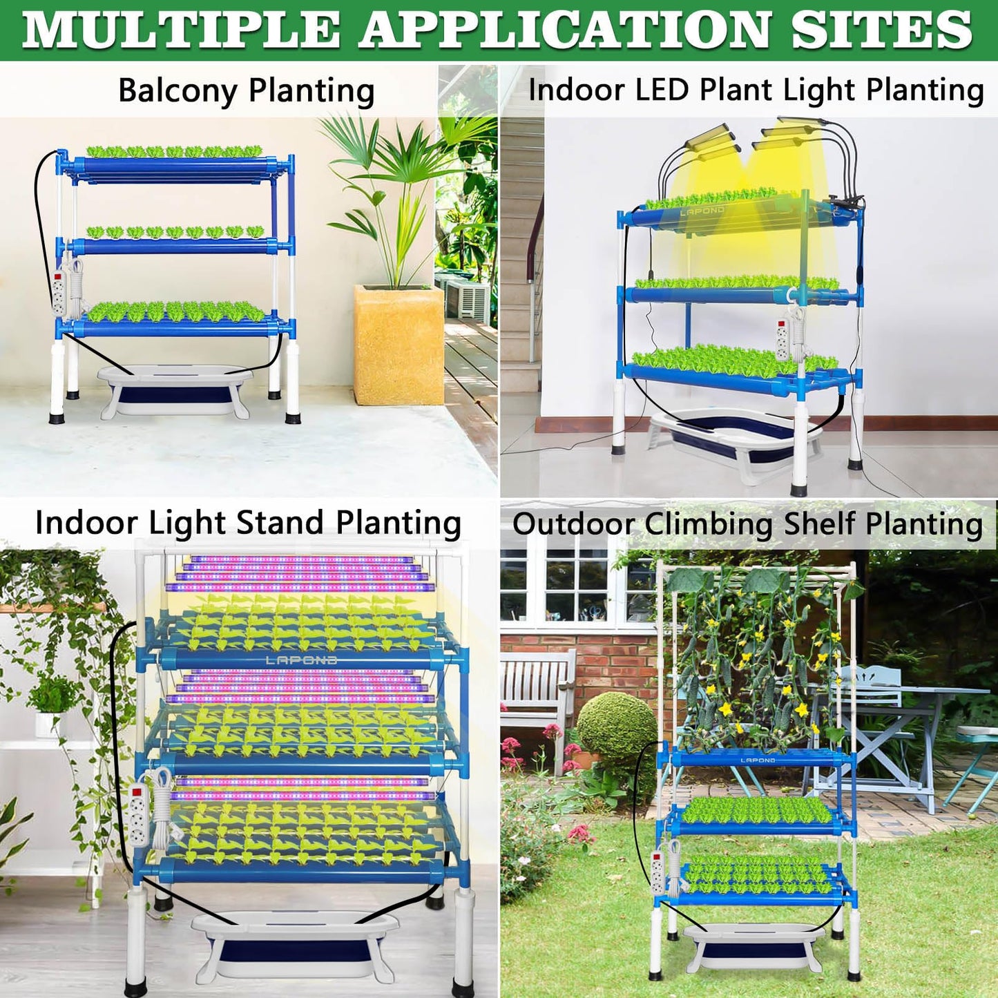 LAPOND Hydroponics Growing System Kit for Vegetables,Flowers Fruits and Herbs, with 108 Plant Sites, Suitable for Indoor and Outdoor, Block Light Design