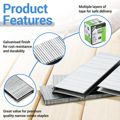 meite 18 Gauge 1/4-Inch Narrow Crown Staples, 1-1/2-Inch Length Galvanized Staples for Heavy Duty and Upholstery (4,000 Counts)