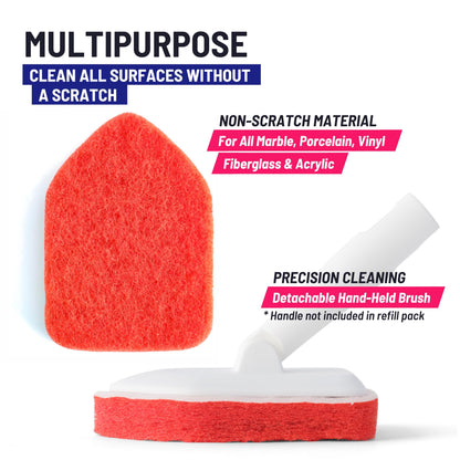 Moku Home Replacement Scrubber Refill for Extendable Tub Tile Shower Brush for Cleaning Non-Scratch (2X Scrubber Sponge Red)