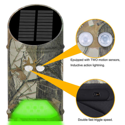 LILBEES Solar Powered Hog Feeder Light-Motion-Activated for Hogs,Deer,Pig Feeding and Yard Varmint Guarding-Campact Camouflage Green Lights Design for Outdoor Night Hunting for Games(G300) 2-Pack