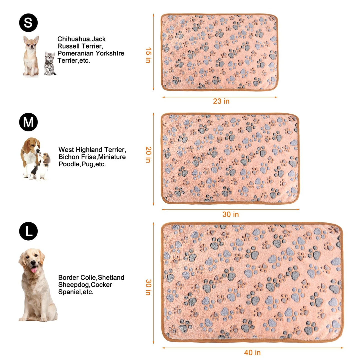 MIWOPET 3 Pack Cat and Dog Blanket Soft & Warm Fleece Flannel Sleep Mat, Great Pet Throw for Puppy, Kitten,Cats,Small Dogs (Small 23" x 15")