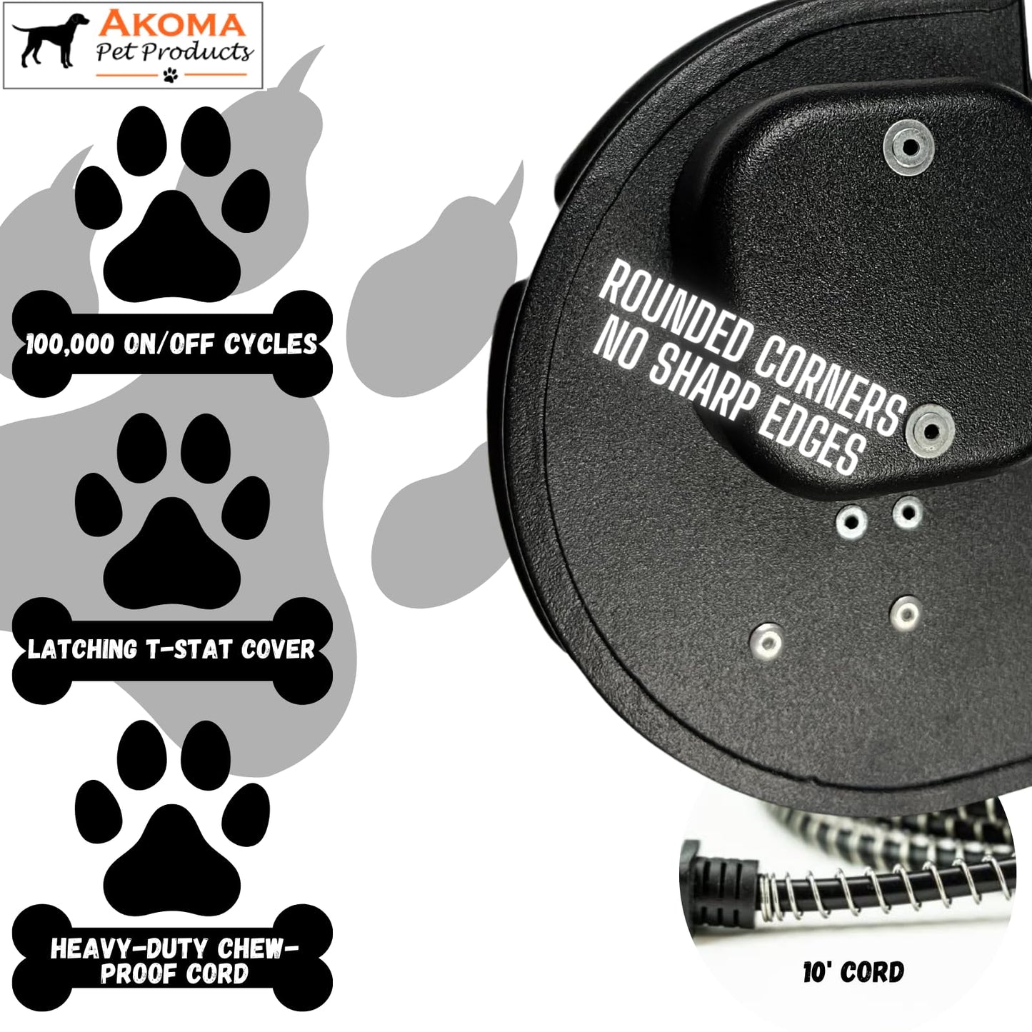 Hound Heater by Akoma Pet Products | 400w Dog House Furnace with 10-Foot Cord | Installs in Minutes | Safe - Dry Heat | Won't Burn Pets