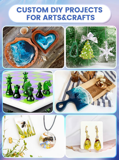 Jarezina 64OZ Epoxy Resin Kit,Crystal Clear Epoxy Resin-Strong and No Bubble,Not Yellowing,Self Leveling Easy Mix 1:1,Suitable for Art Casting,DIY,Jewelry Projects, Wood & Molds