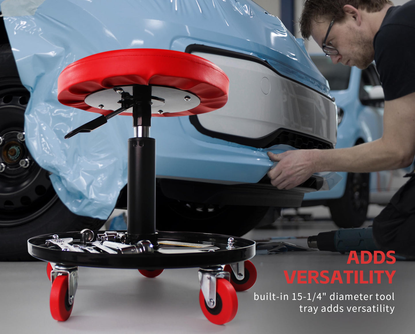 MaxWorks 80771 Pneumatic Roller Seat/Creeper with Adjustable Height - 300 lb Capacity