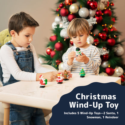 PREXTEX Christmas Wind up Stocking Stuffers - Santas and Snowmen Wind up Stocking Stuffers - Christmas Toys - 2 Santas, 1 Snowman, and 1 Reindeer.