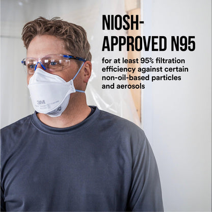 3M Aura Particulate Respirator 9205+ N95, Lightweight, Three Panel Designed Respirator Helps Provide Comfortable And Convenient Respiratory Protection, 10-Pack