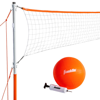 Franklin Sports Volleyball Set, Includes 1 Net with Stakes, ball and Pump with Needle, Starter ,Orange