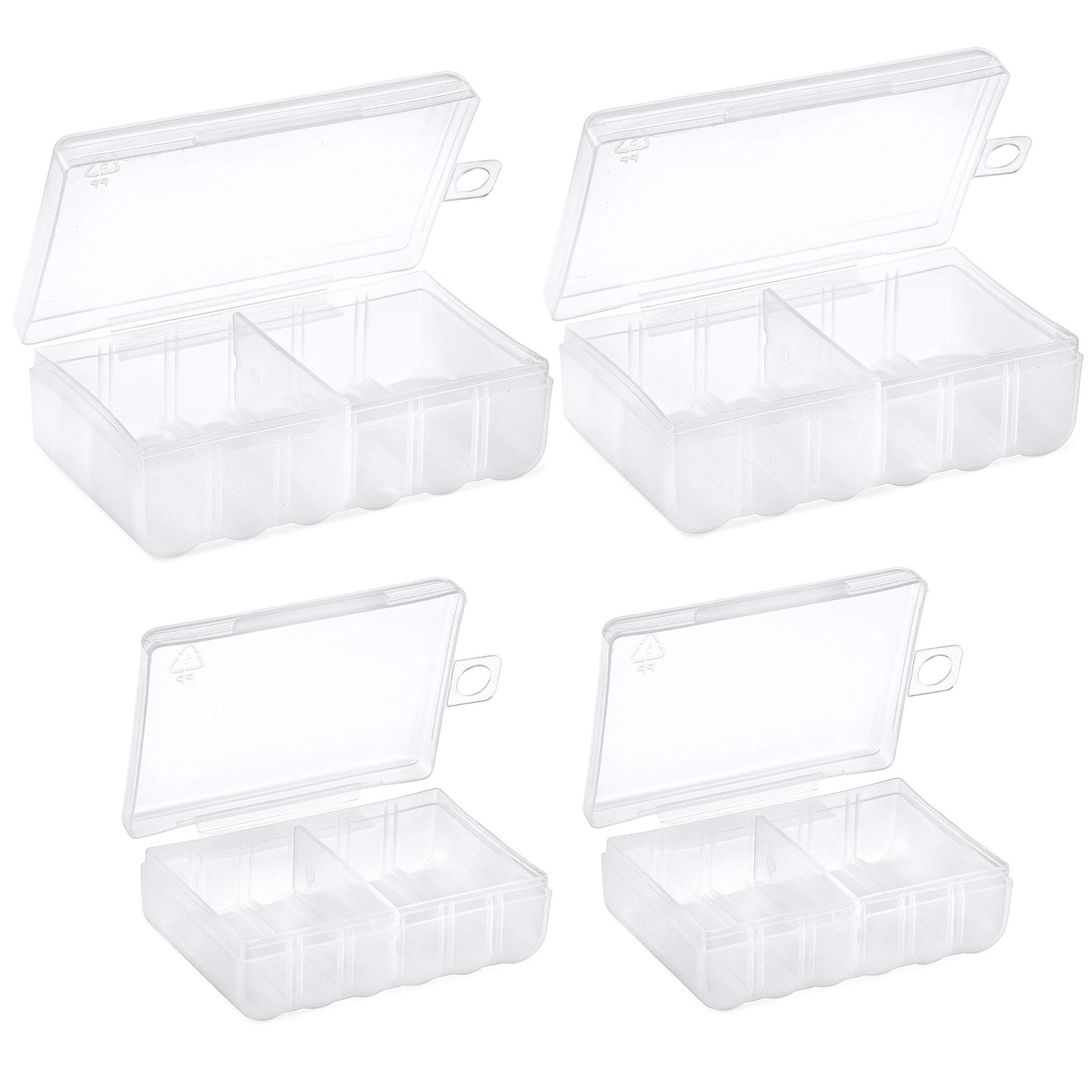 GlossyEnd Set of 4 - Two AA and Two AAA Battery Storage Box, Battery Storage Case, Battery Holder Clear