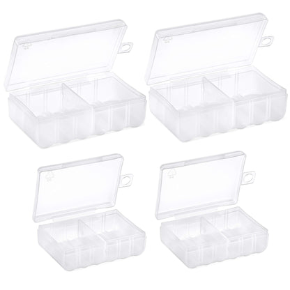 GlossyEnd Set of 4 - Two AA and Two AAA Battery Storage Box, Battery Storage Case, Battery Holder Clear