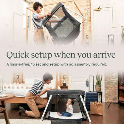 Guava Family Travel Crib includes Lightweight Backpack Design | Certified Baby Safe Portable Crib | Folding Play Yard, Comfy Mattress for Babies, Toddlers | Compact Baby Travel Bed