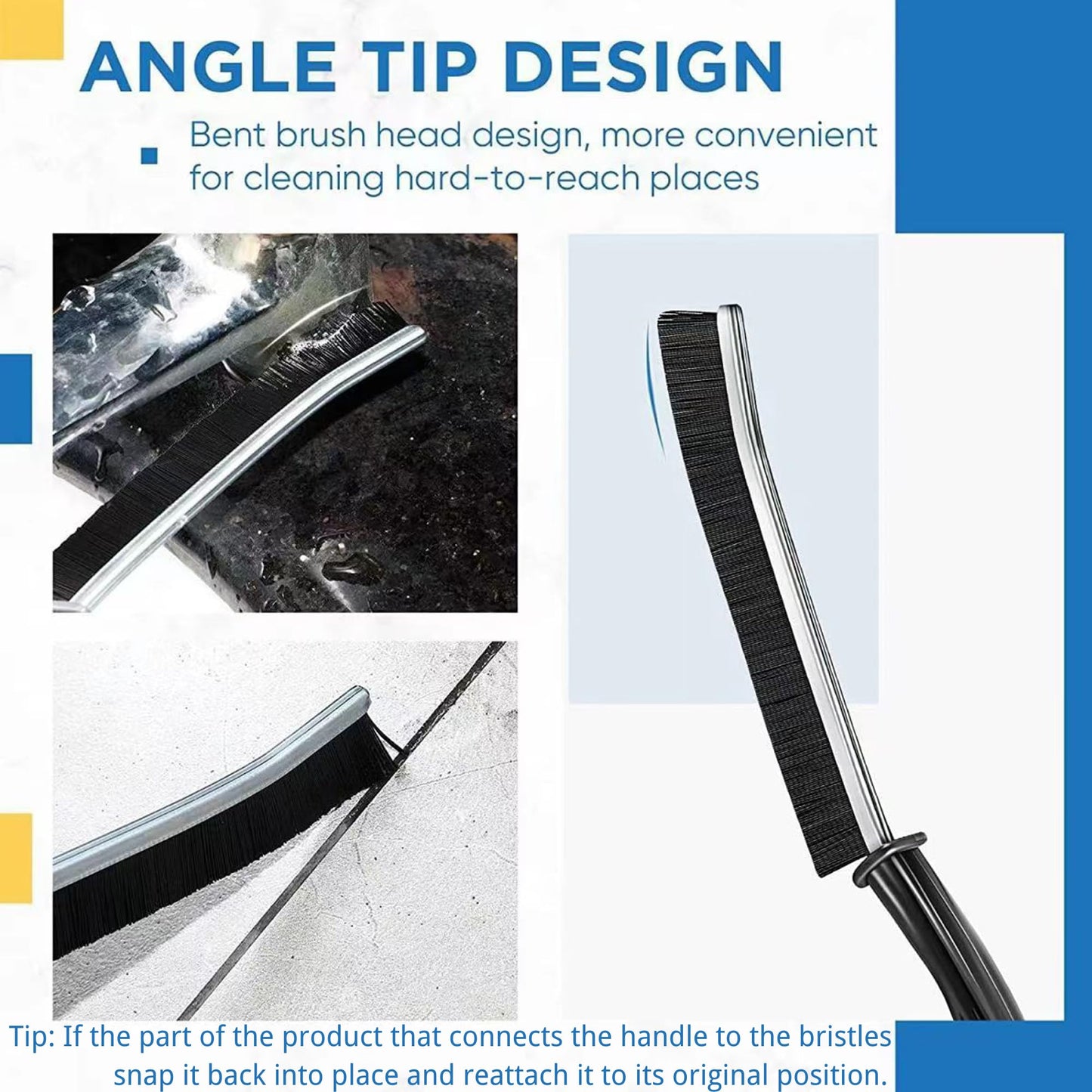 Hiyniaz 3Pcs Crevice Cleaning Brush Tool Grout Brush Cleaning Supplies, Home Essentials Bathroom Multifunctional Gap Scrub Hard Bristle Brushes for Household Use (Black Cleaning Brush)