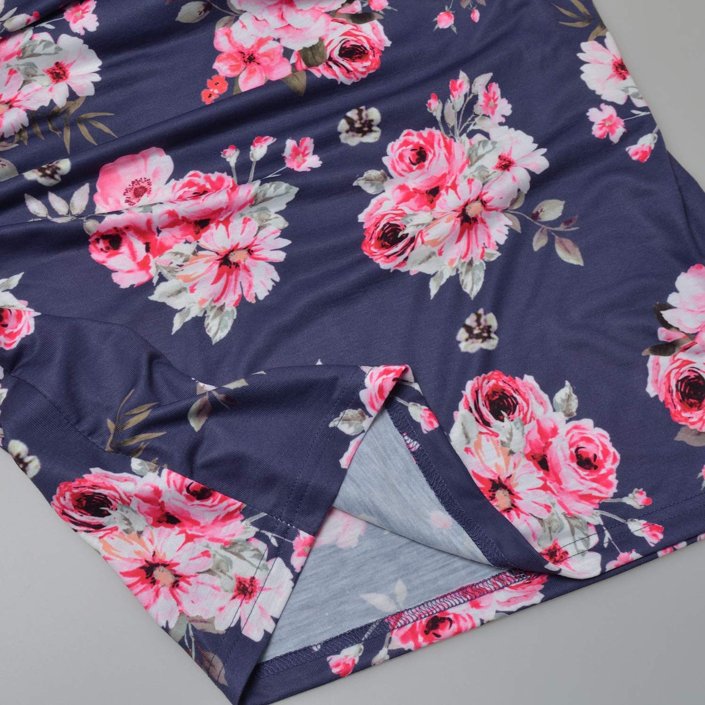 GINKANA Women Summer Sleeveless Maternity Dress Pregnancy Tank Scoop Neck Clothes Bodycon, Floral Navy Blue,M