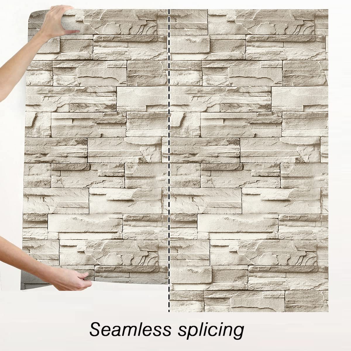 Jeweluck Stone Wallpaper Peel and Stick Brick Wallpaper 17.7”×118.1” Brick Contact Paper Peel and Stick Wall Paper Bathroom Faux Stone Backsplash for Kitchen Removable Decorative for Walls Vinyl