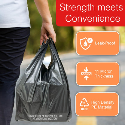 Reli. T-shirt Bags (300 Count) (Black) (11.5" x 6.5" x 21") - Black Plastic Bags (Plain) - Grocery, Shopping, Restaurants