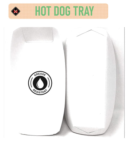 Mr Miracle 7 Inch Paper Hot Dog Tray in White. Pack of 250. Disposable, Recyclable and Fully Biodegradable. Made in USA