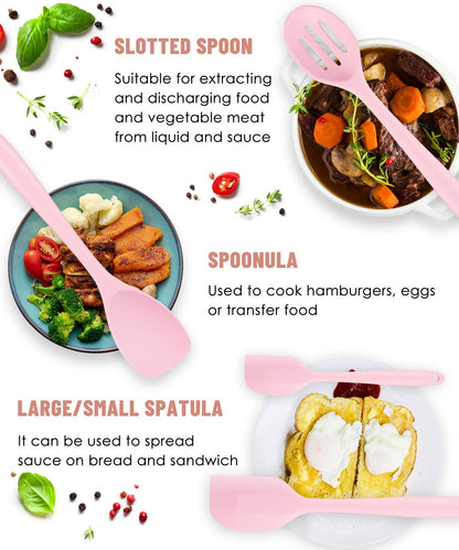 Kitchen Utensils Set-12 Pieces Silicone Cooking Utensils Set (Dishwasher Safe) 392°F Heat Resistant Spatula Set, Nonstick Cookware