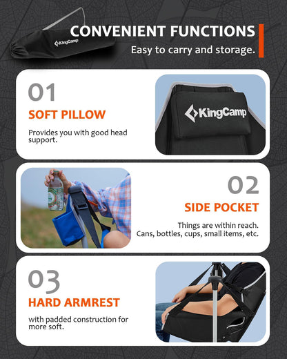 KingCamp Hammock Chair with Footrest, Swinging Portable Folding Camping Chairs for Adults MAX 400lbs Heavy Duty Foldable Oversized Rocker with Cup Holder Pillow for Outdoor Beach Patio Sport Lawn