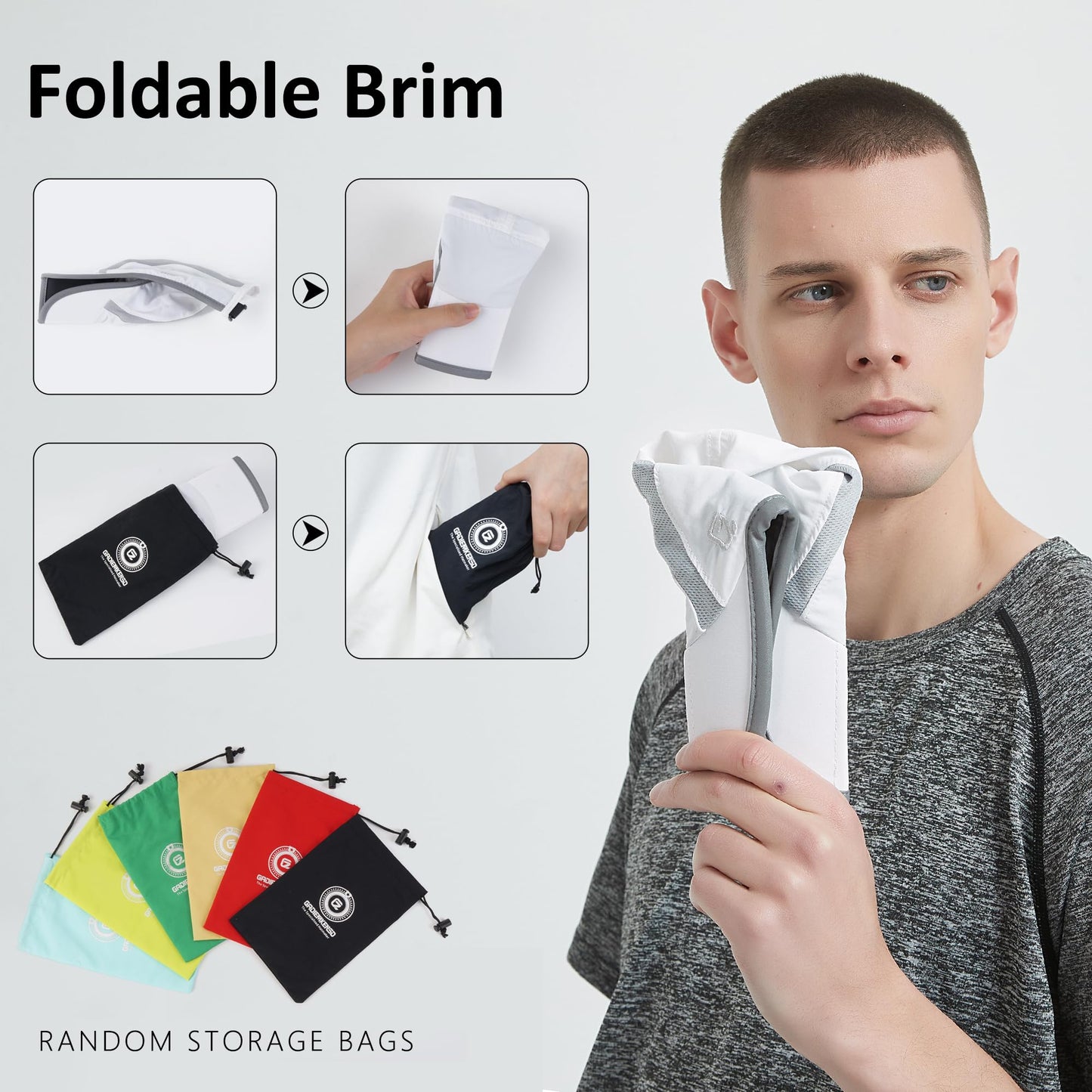 GADIEMKENSD Sport Hat 50+ UPF Inhibit UV Lightweight Baseball Cap Quick Drying Reflective Foldable Cap Water Repellency with Mesh Race Suitable for Men Woman Running Outdoor Activity Cap Dark Gray