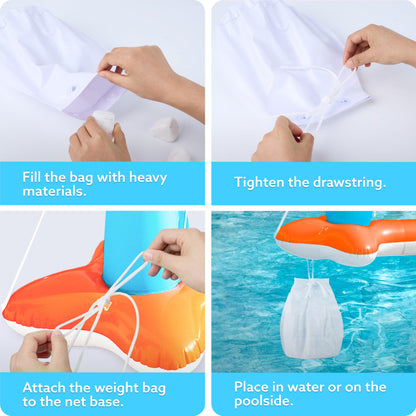 JOYIN Inflatable Pool Float Set Volleyball Net & Basketball Hoops, Floating Swimming Game Toy for Kids and Adults, Summer Floaties, Volleyball Court (105”x28”x38”)|Basketball (27.6”x23”),L-Orange