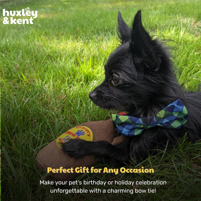 Huxley & Kent Pet Bow Tie for Dogs & Cats - Adjustable Collar Accessory - Cute & Comfortable for Holidays & Celebrations - Navy Check, Large