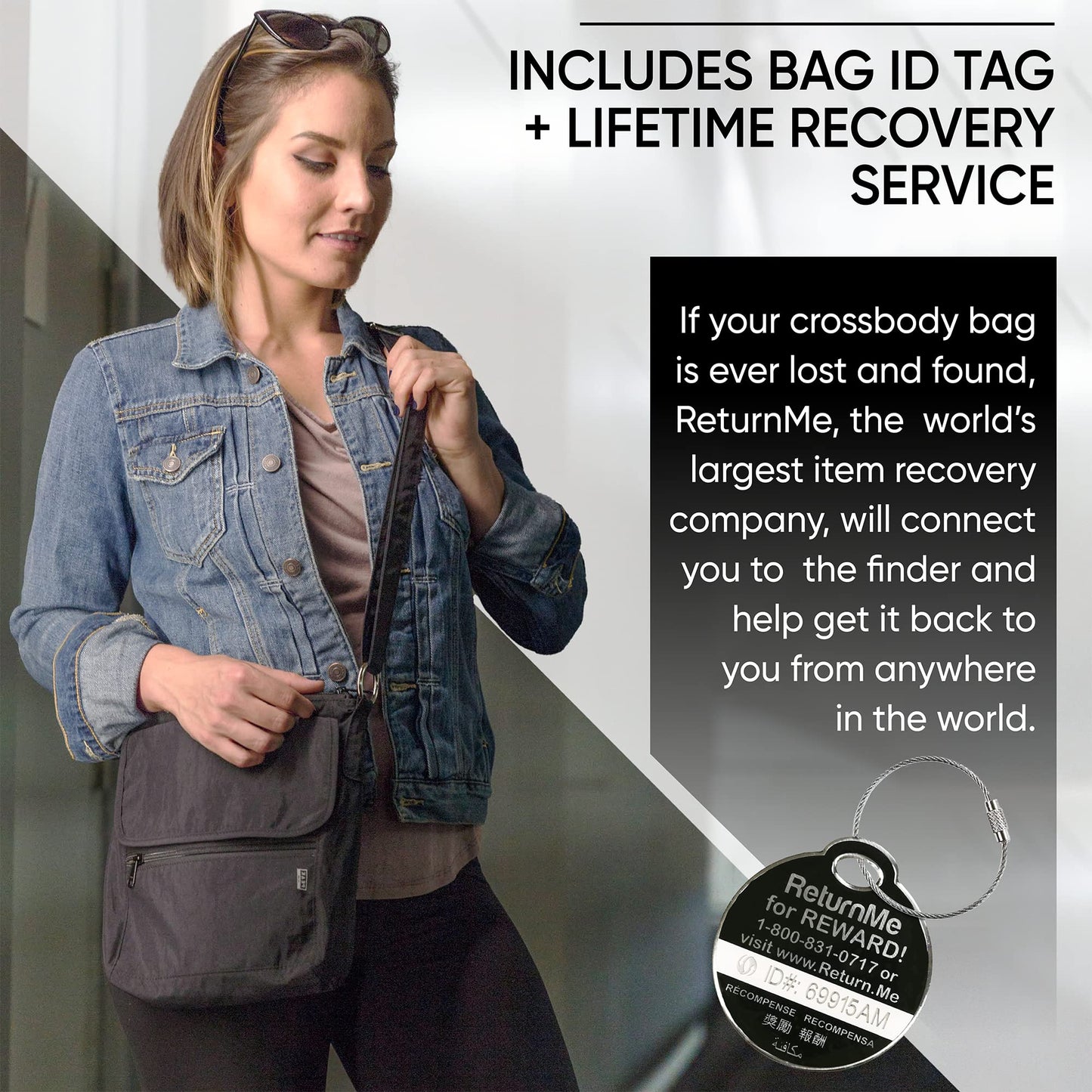 Peak Gear Crossbody Travel Purse with RFID Blocking Pocket and Lifetime Recovery Service. Versatile and Stylish Nylon Shoulder Bag | Black