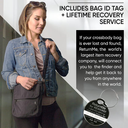 Peak Gear Crossbody Travel Purse with RFID Blocking Pocket and Lifetime Recovery Service. Versatile and Stylish Nylon Shoulder Bag | Black