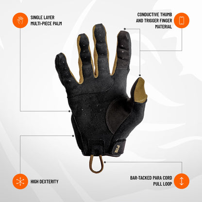 PIG Alpha Full Dexterity Tactical Gloves for Shooting, Touchscreen Compatible, Breathable, 1 Pair, Coyote Brown, Large