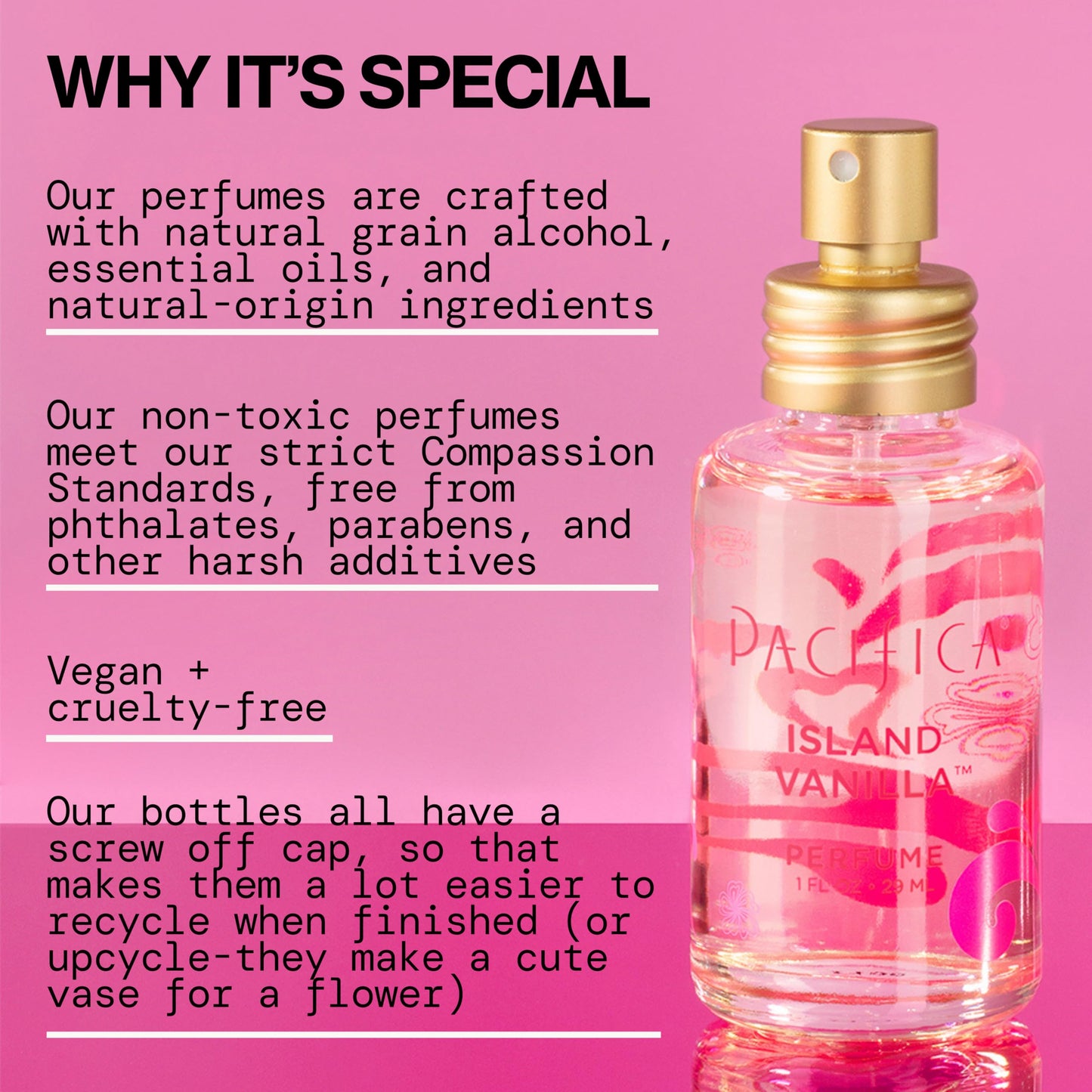 Pacifica Island Vanilla Perfume – Clean Vanilla Fragrance for Women - Warm Tropical Aroma - Long-Lasting Clean Beauty Non Toxic Scent, Vegan & Cruelty-Free, 1 oz Travel-Friendly Spray