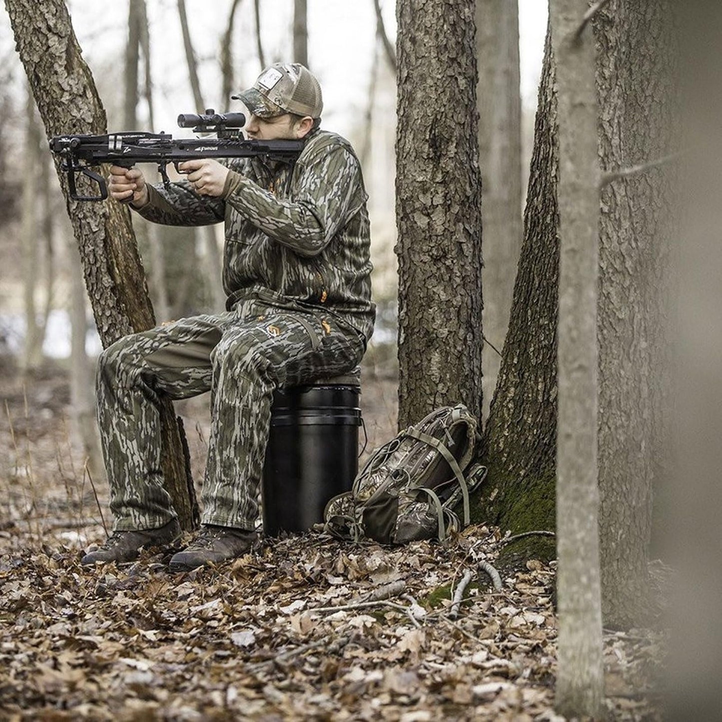 Hawk Memory Foam Bucket Top Seat - Silent Lightweight Comfortable Swiveling Portable Camo Chair for Camping, Hunting, Fishing | Easily Mounts to 2.5-7 Gallons Bucket