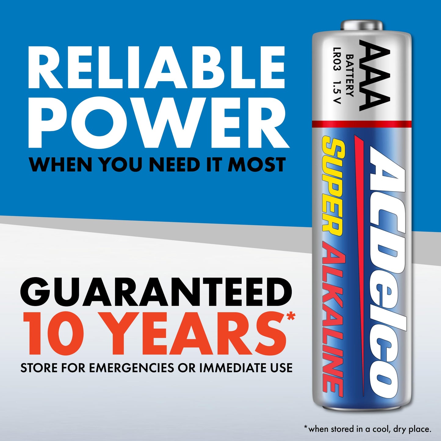 ACDelco 100-Count Triple AAA Batteries, Maximum Power Super Alkaline Battery, 10-Year Shelf Life, Reclosable Packaging