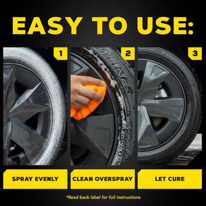 Meguiar's Hot Shine Tire Foam - High Goss Tire Shine That Cleans, Shines, and Protects in One, Deep, Black Shine with Conditioners and UV Protection to Help Keep Tires Looking Like New, 19 Oz Aerosol